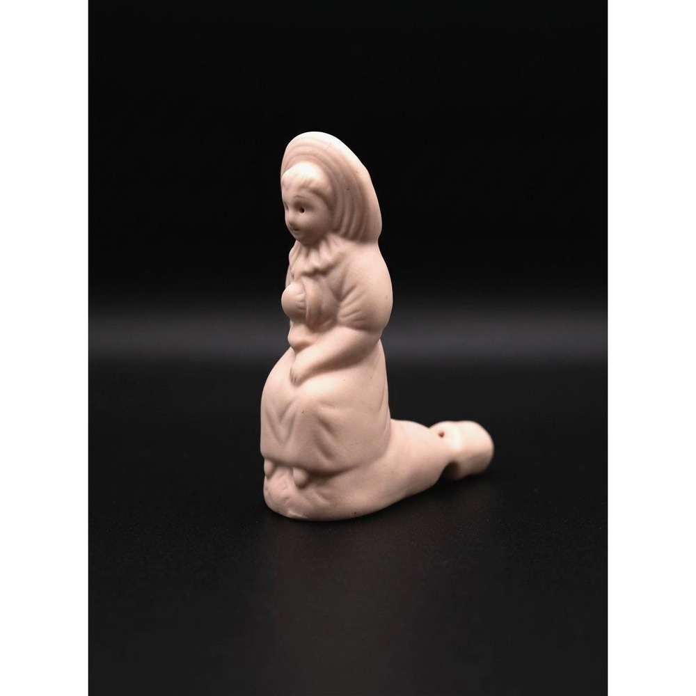 Vintage Bisque Porcelain Figural Girl Whistle Pink